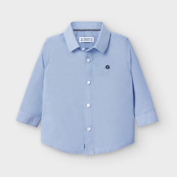 Camisa manga comprida oxford básica bebé menino - Image 1
