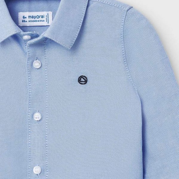 Camisa manga comprida oxford básica bebé menino - Image 3