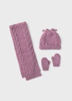Conjunto gorro cachecol luvas bebé menina