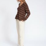 Camisola de malha às riscas com laços