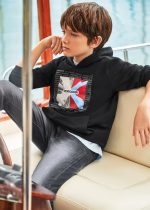 Sweat com capuz e estampado com capuz rapaz