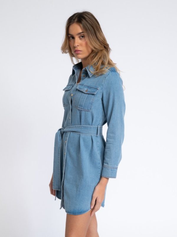Vestido camiseiro em ganga - Image 2